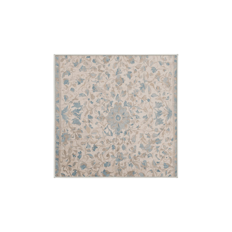 Tapis beige lavable à la machine, Carré 6 pi