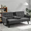 Canapé-lit de 72 po - Dossier convertible pliant en lit double avec porte-gobelet et table rabattable - Canapé en lin peu encombrant pour petits espaces - Assemblage facile, gris foncé-1258387722