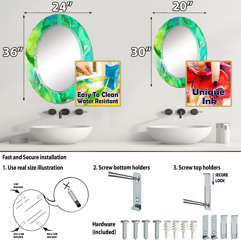 Miroir de salle de bain sans cadre, 30 po x 20 po