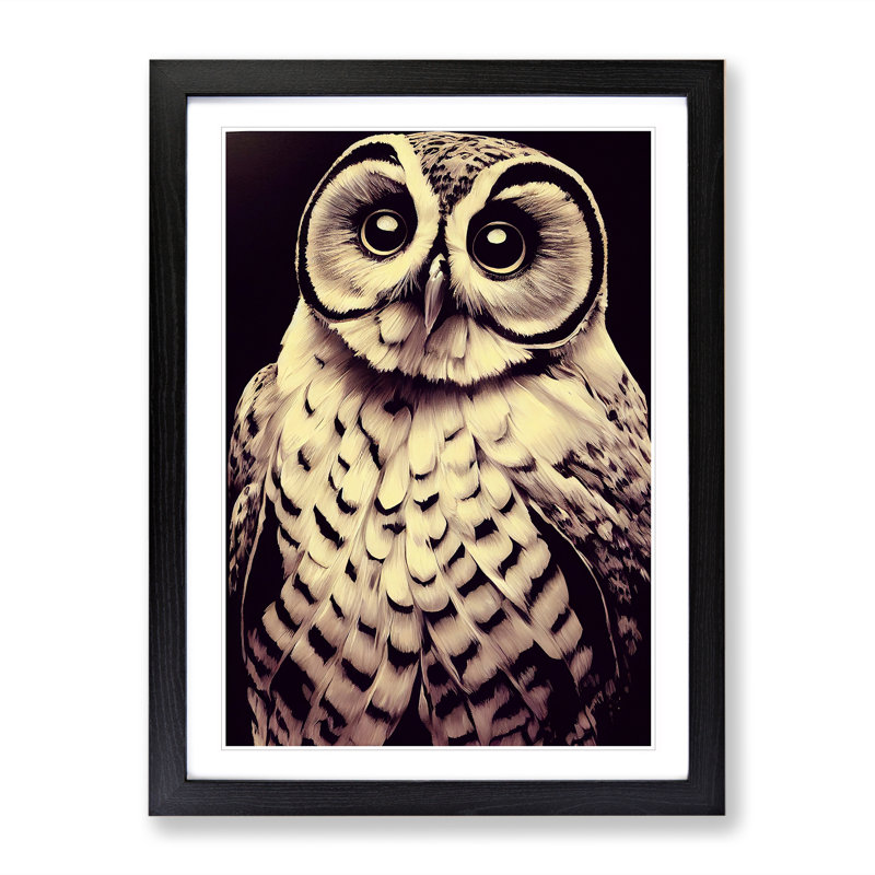 Owl Portrait No.4 - Framed Print, Black Framed, 46cm H x 34cm W x 2cm D