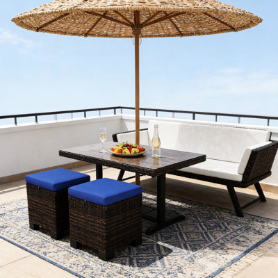 De 2 repose-pieds de patio, peuvent servir de repose-pieds, de tabourets ou de tables d'appoint, style plastique pour une apparence extérieure élégante, coussins rembourrés doux avec housses lavables, structure en acier thermolaqué, l 15,7 po