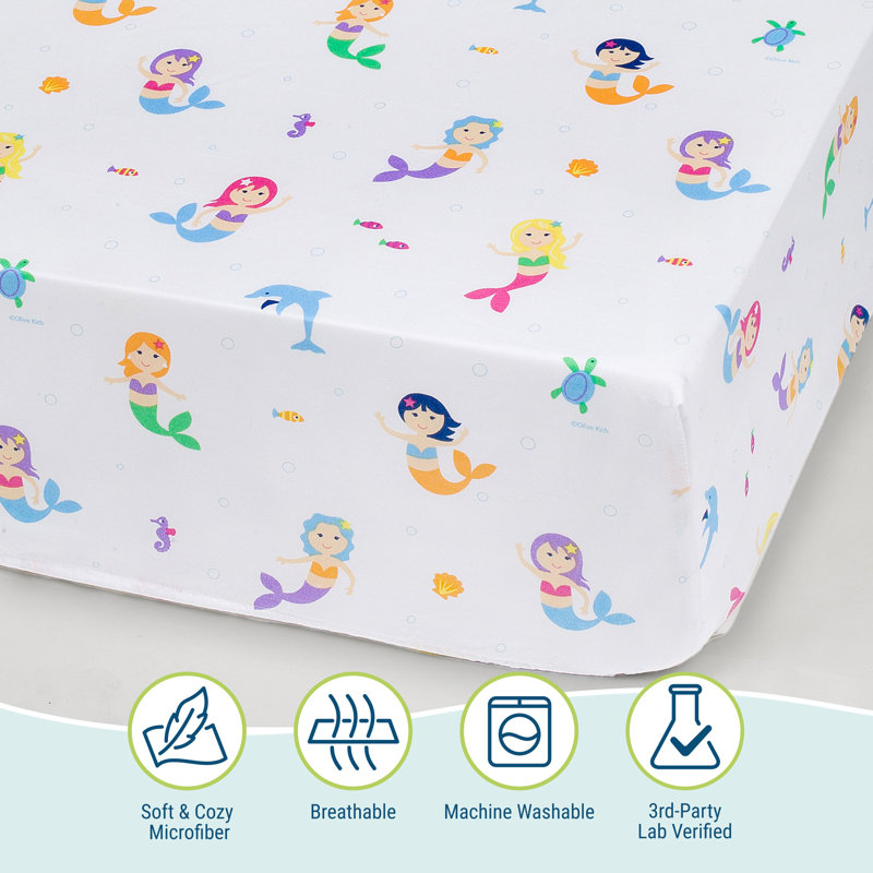 Wildkin Full Sheet Set – Soft Microfiber, Fitted & Top Sheet, Pillowcase - Mermaids