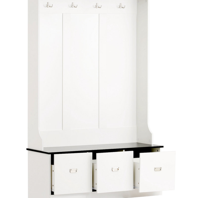 Portemanteau avec banc et rangement pour chaussures, Blanc