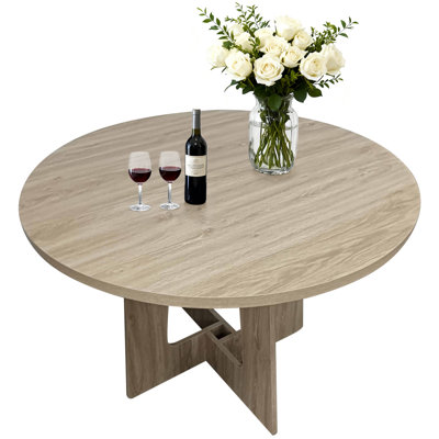 43.3" Round Dining Table for 4, Modern Farmhouse Wood Kitchen Table for Small Spaces & Apartments