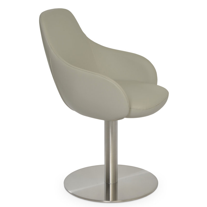 Chaise ronde Gazel, Gris clair, Chrome brossé