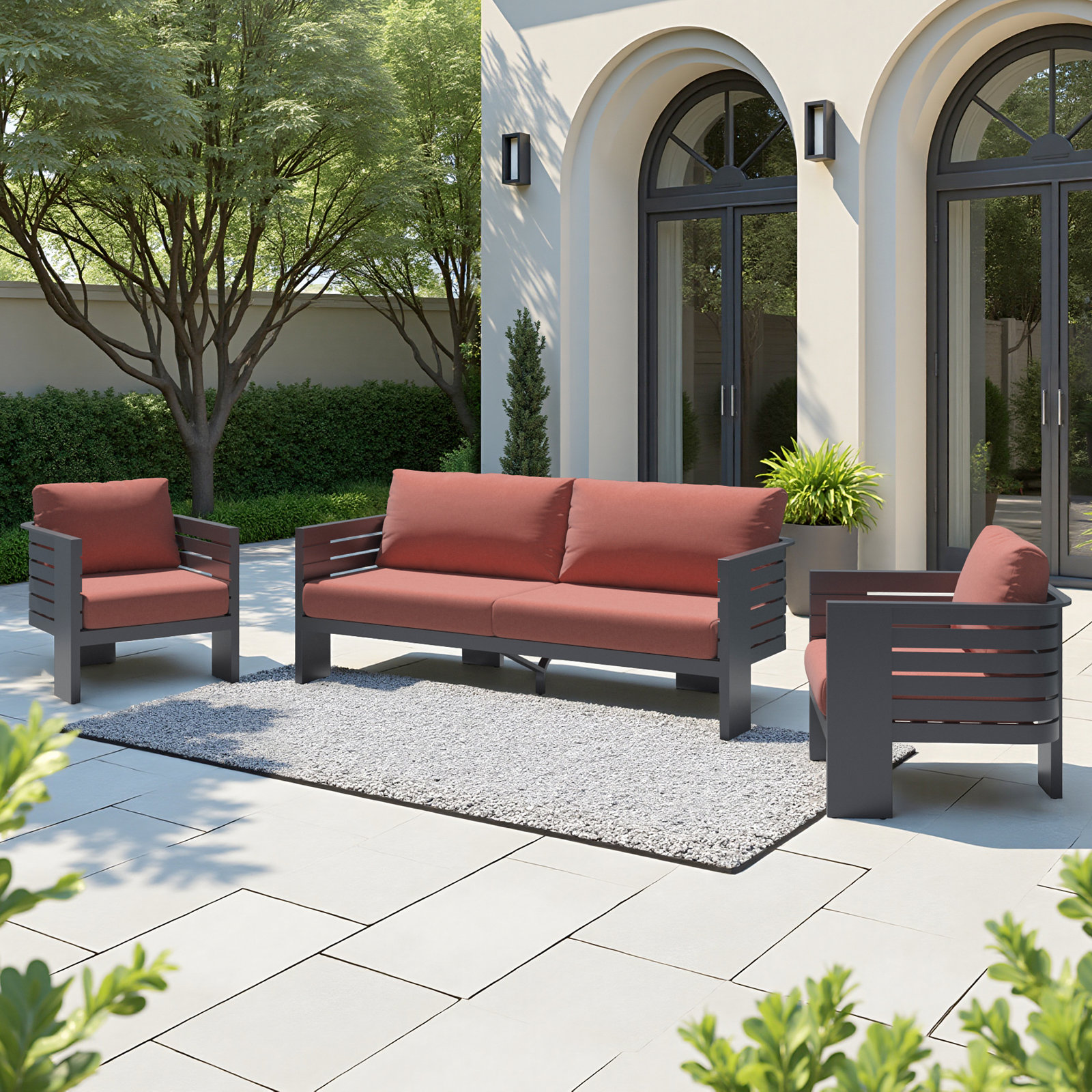 Ari 4-Person Sunbrella® Complete Patio Set, Play Adobe
