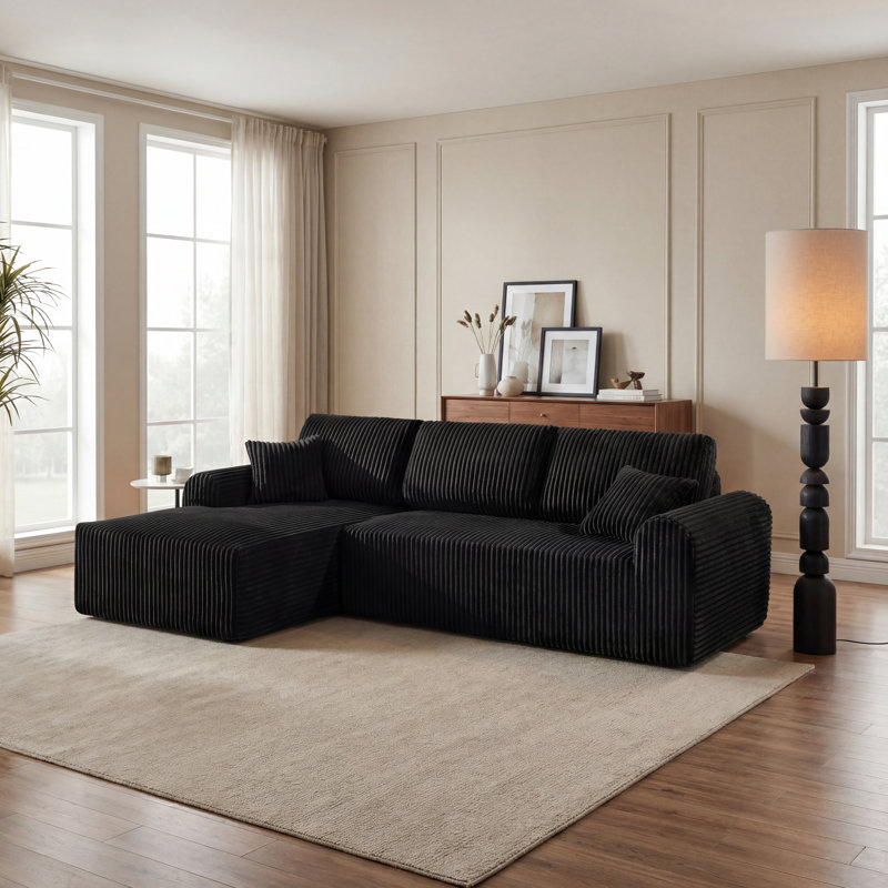 Canapé d'angle modulaire en tissu respirant, composé de 2 pièces et de 2 méridiennes surdimensionnées en forme de L