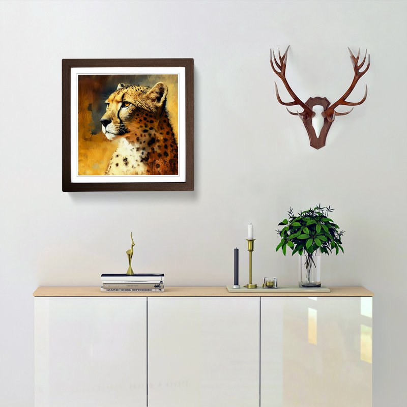 Cheetah Post-Impressionism - Framed Print, Walnut