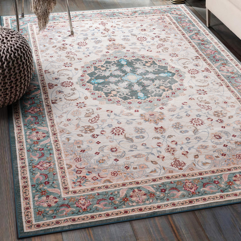Tapis de salon à motif floral oriental Fillender, Rectangle 6 pi x 9 pi