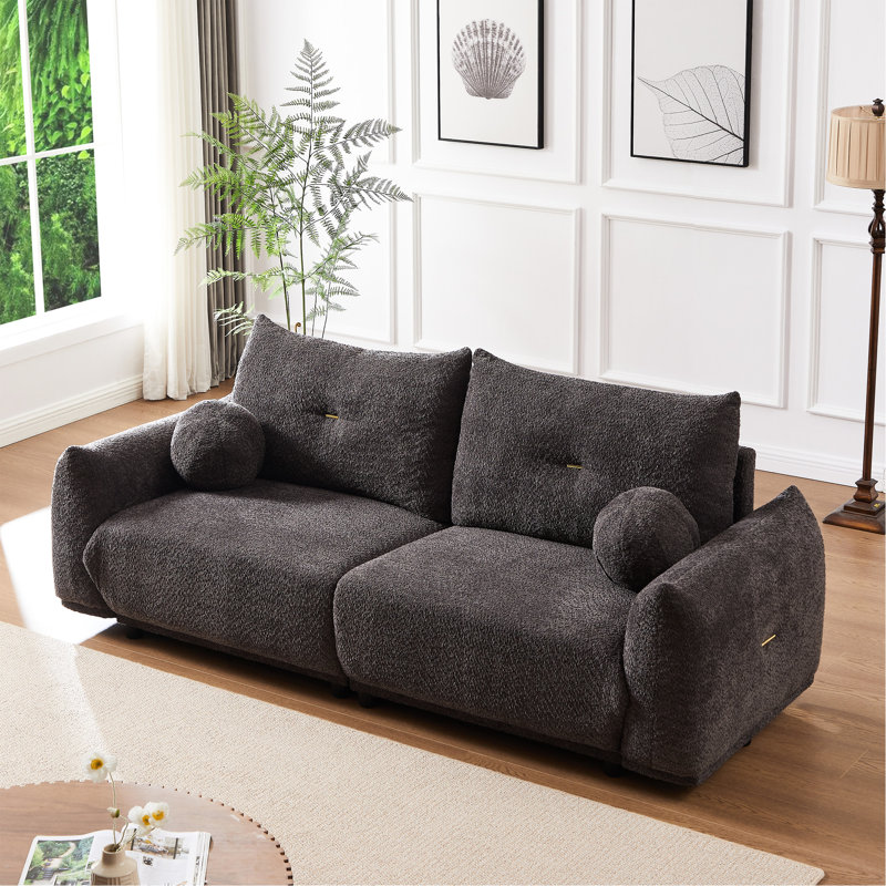Laine d'agneau moderne 2 avec coussin de siège moelleux - mousse à récupération rapide grise