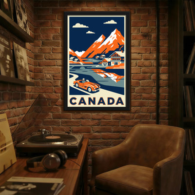 «Scenic & Cityscapes Canada Mountain Village Car Landscape», affiche