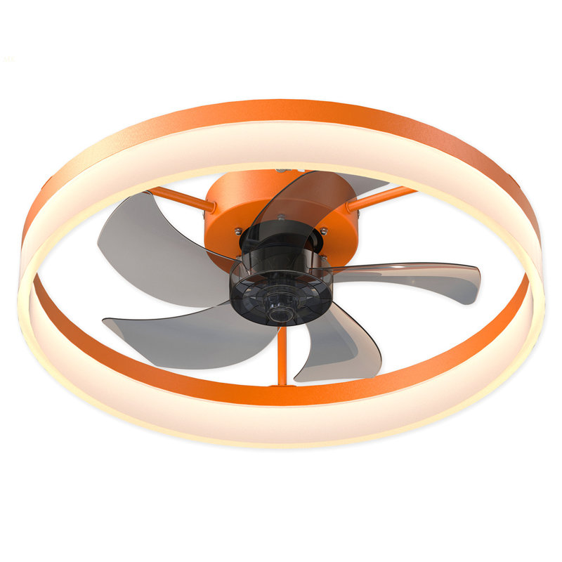 Ceiling Fans With Lights Dimmable LED Embedded Installation Of Thin Modern Ceiling Fans(Orange), White/Light Orange
