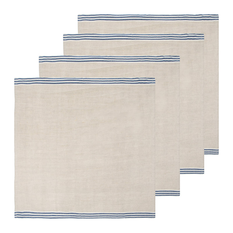Gil Striped Square Napkin, Natural/Blue