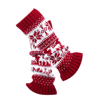 Christmas Decorations Thickened Christmas Socks with Snowflake Deer Patterns Winter Warm Ankle Cuffs Knitted Leg Warmers Stacking Socks and Woolen Sock Covers for Fall Winter