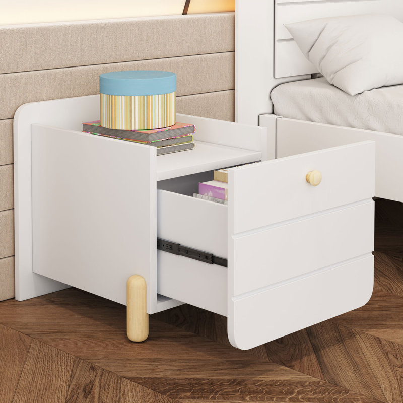 Sonu 33cm W Solid Wood Bedside Table, White