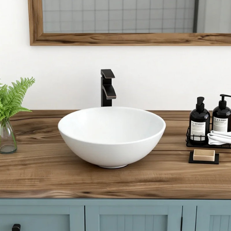 Lavabo vasque de salle de bain en céramique blanc 16 po x l 16 po
