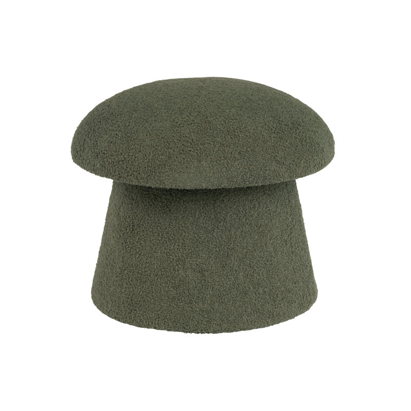 Anushka Mushroom Storage Ottoman, Dark Green Boucle