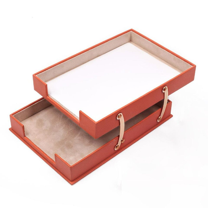 Michalla Leather / Faux Leather File Organiser, Orange