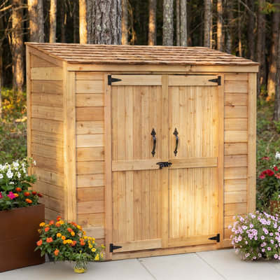6 ft. W x 3 ft. D Western Red Cedar Grand Garden Chalet Lean-To Tool Shed with Double Doors and Cedar Shingle Roof
