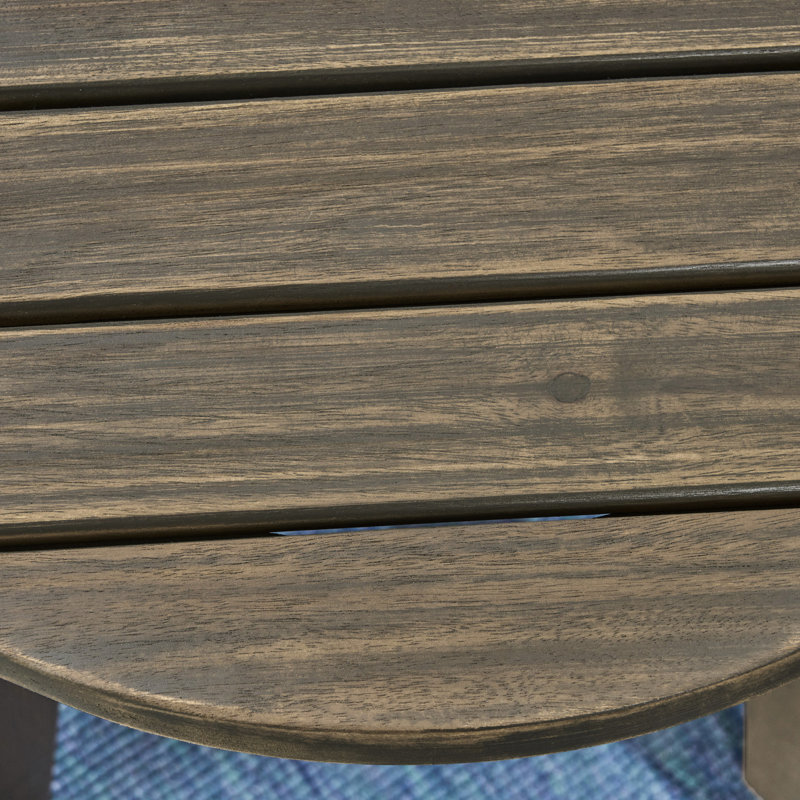 Table d'appoint d'extérieur en bois gris de 40 cm (16 po), avec des lattes élégantes et un style rustique. Finition grise.