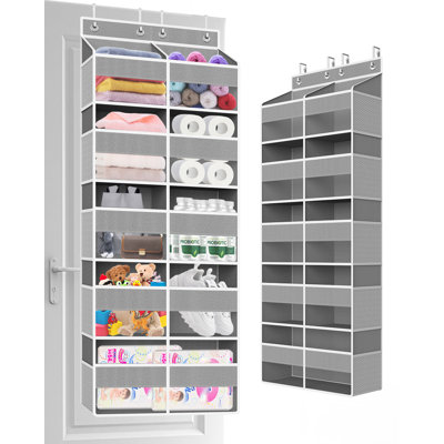 Silver 5-Tier Over the Door Hanging Organizer with Extra Large Pockets, Hanging Storage with Clear Windows for Nursery, Pantry, and Closet Single