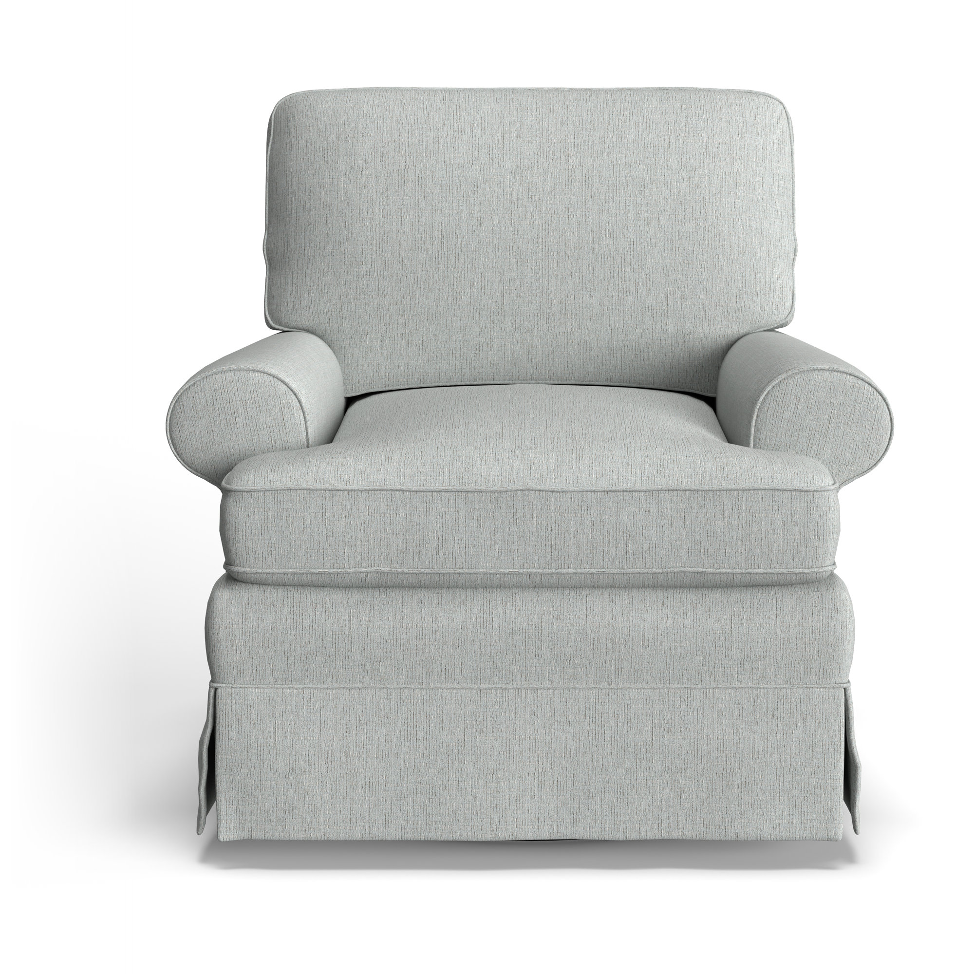Upholstered Swivel Armchair, Radical Ash Gray Performance Chenille