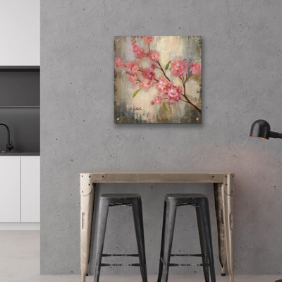 Art mural en verre épique «Cherry Blossom 2» par Silvia Vassileva, 24 po x 24 po
