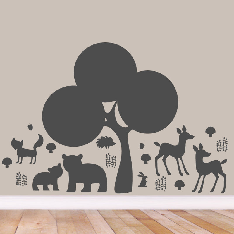 Décalcomanie murale forêt forestière, Gris foncé