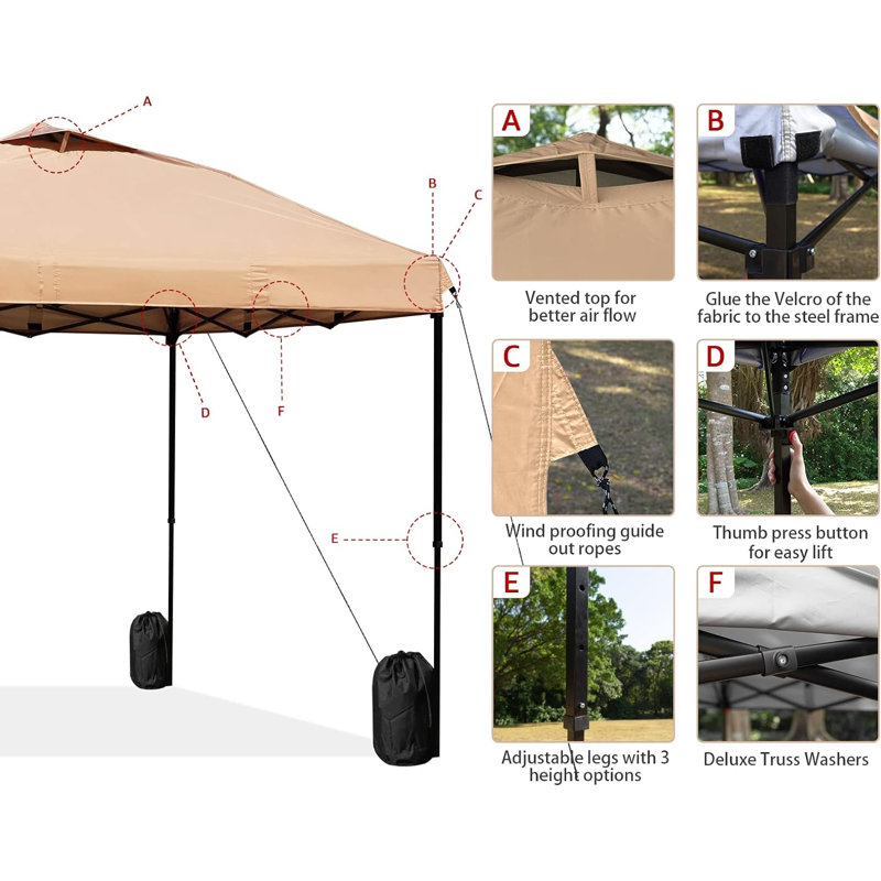 Tente pop up commerciale pour 12 personnes, Kaki