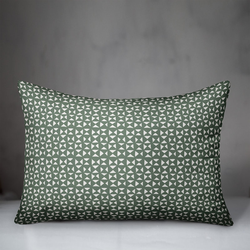 Geometric Outdoor Reversible Throw Pillow, Green