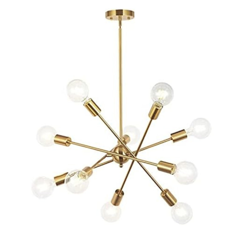 Lustre moderne Spoutnik éclairant 10 lumières avec bras réglables, Doré