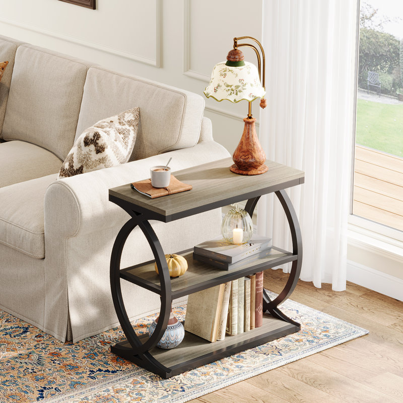 Pedestal End Table, Grey