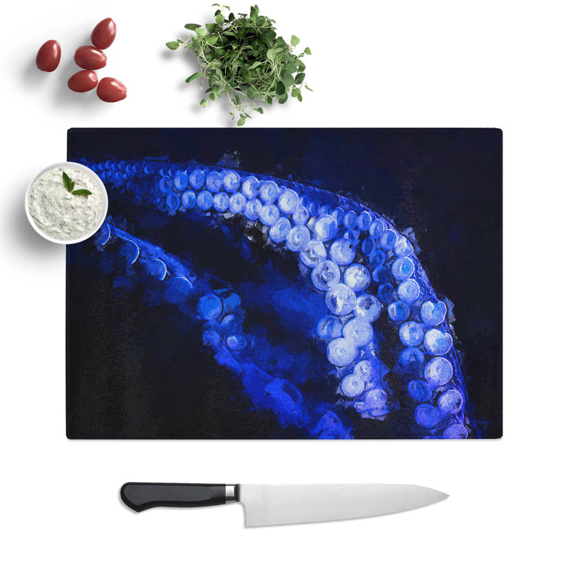 Tempered Glass Octopus Tentacles Chopping Board, 39 cm W x 28.5 cm L