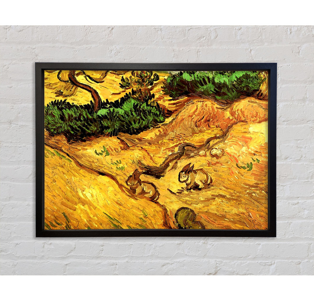 Feld mit zwei Kaninchen von Vincent Van Gogh - Einzelbildrahmen Kunstdrucke auf Leinwand