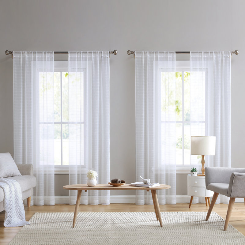 Solid Sheer Rod Pocket Curtain Panels, 38" W x 96" L