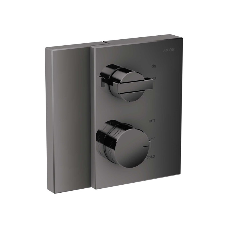 AXOR Edge Thermostatic Trim with Volume Control Valve Trim Only, Polished Black Chrome