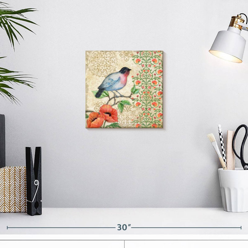 Oiseaux en fleurs Brampt I, H 10 po x l 10 po