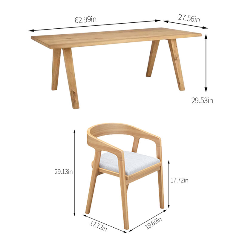 Rectangular Dining Set, H 29,53 po x L 62,99 po x l 27,56 po