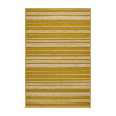 Machine Washable Horizontal Stripes Brown Area Rug