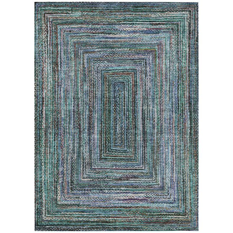 Machine Washable Indoor/Outdoor Xhevrie ACN1725 Teal Rug