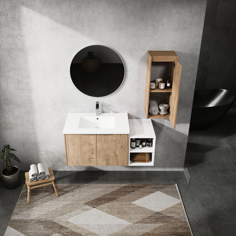 Meuble-lavabo de salle de bain - 42 po avec lavabo et armoire latérale