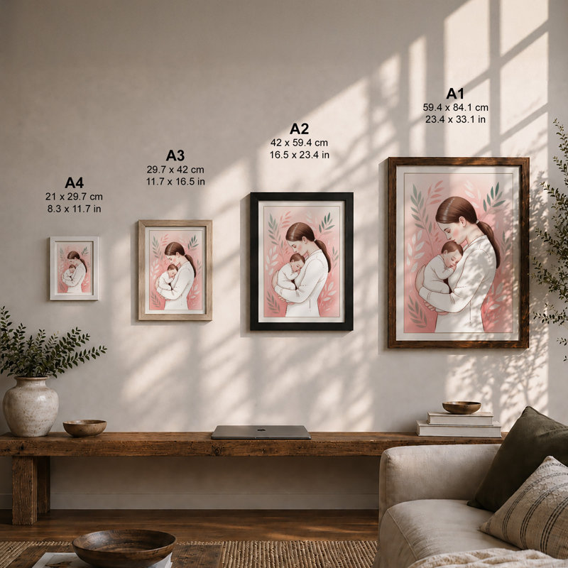 Nurture and Care Modern - Framed Print, Unframed, A4 - 29.7 x 21.0 cm