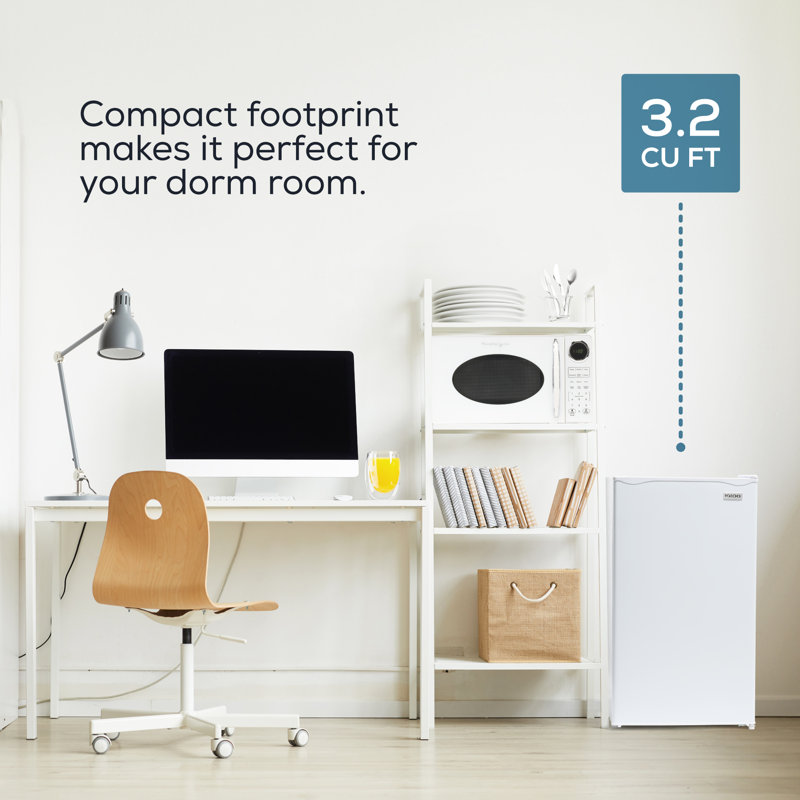 Igloo 3.2 Cubic Feet Freestanding Mini Fridge with Freezer, White