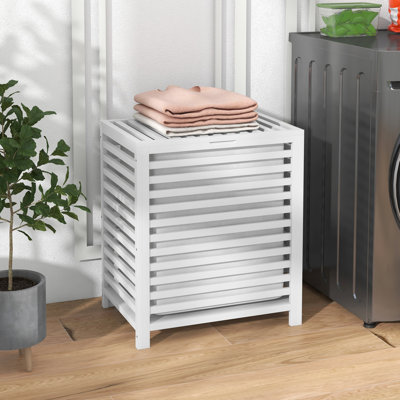 Lid Laundry Container With Detachable Liner, 19.75X14.25X23.5 Inches, White, Space For Neat Clothing White Basket Cover And Removable Tidy Storage