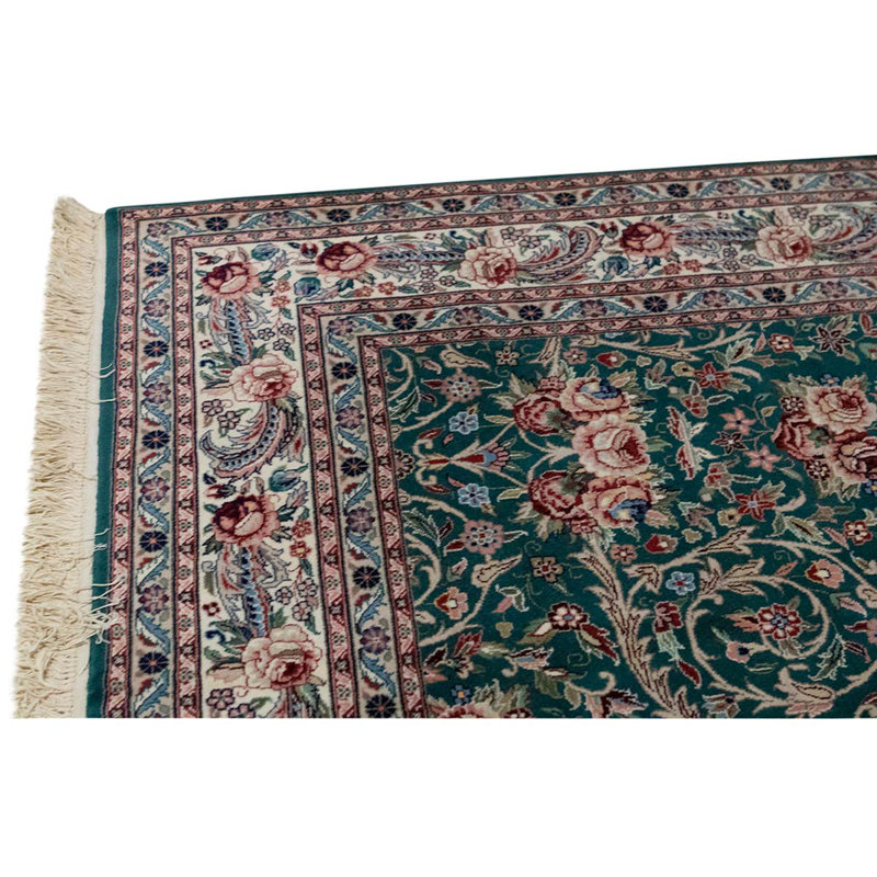 Tapis bleu / rouge / gris noué à la main de haute qualité