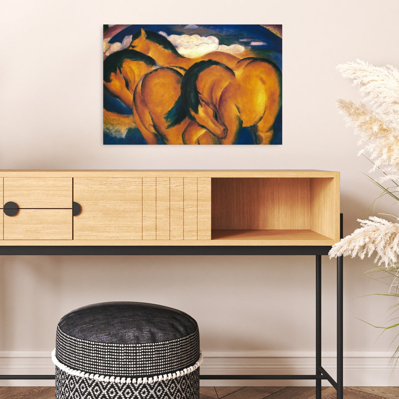 Little Yellow Horses Classic Abstract Contemporary Horse Landscape Wildlife Wall Art Print 1 Piece Wrapped Canvas Wall Art