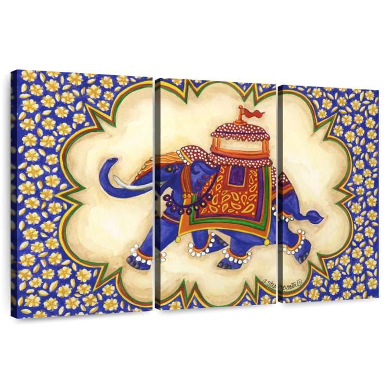 Brampt Elephant Cartouche Facing Left, 42" H x 65" W