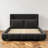 Upholstered Platform Bed With Pillows, Low-Profile, Velvet Fabric With Stitching Detail, Contemporary, Bedroom-1080814574-1080814572