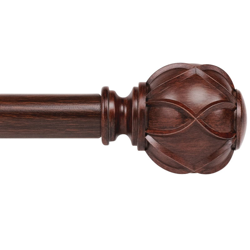 Tringle à rideaux simple ajustable Derra, 36" - 72", Grain de bois rouge