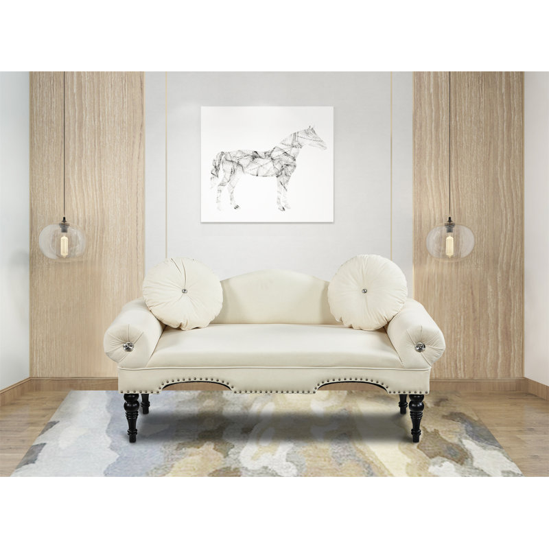 Causeuse 54 po, Velours beige